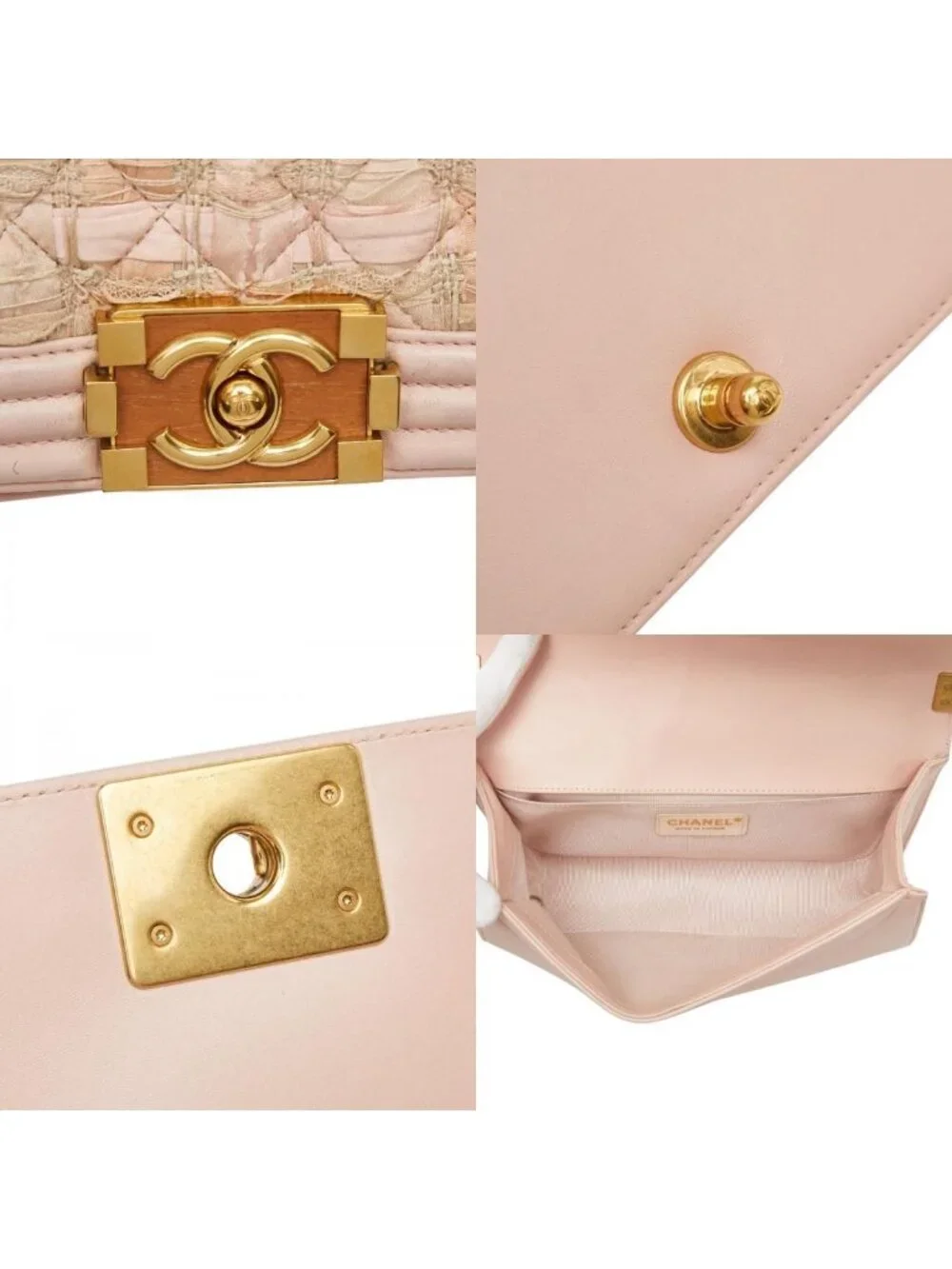 Chanel CC Logo Boy Chain Shoulder Bag Pink Lambskin Tweed